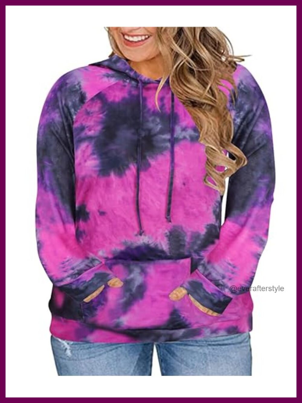 Plus Size Tie Dye Hoodie Long Sleeve Drawstring Pullover Sweatshirt